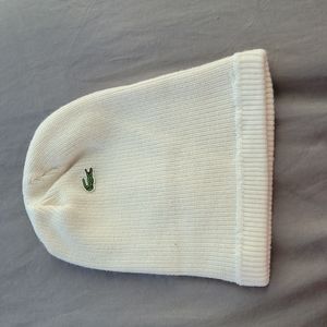 Lacoste white beanie